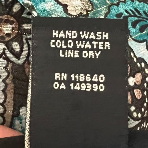 Lane Bryant Blouse Women's Size 18/20 Brown/Teal Floral Geometric Asymmetrical - Picture 8 of 8